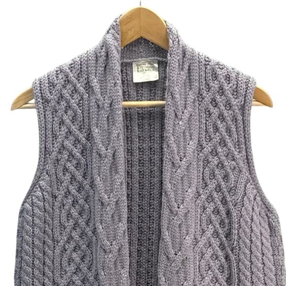 Kilronan Knitwear Merino Wool Light Purple Cable Knit Sweater Vest Women XXS - Picture 3 of 7